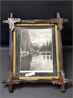 Antique hardwood Frame Carved Leaf 12.75x14.25"
