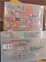 2 organizers with fishing items