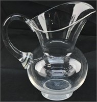 Steuben Wide-Mouth Crystal Pitcher w Flared Handle