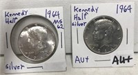 (2) 1964 KENNEDY HALF DOLLARS