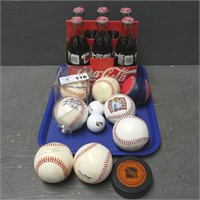 Assorted Baseballs & Cal Ripken Coca Cola Bottles