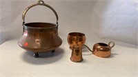 Vintage Copper Brass Cauldron Kettle, Copper Bowl