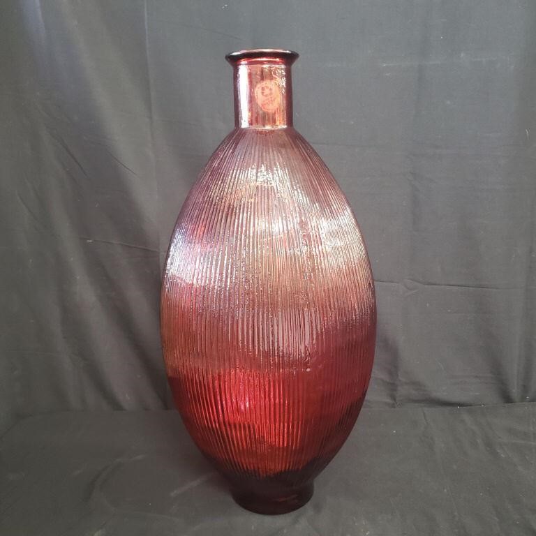 Large ruby red decorative glass vase