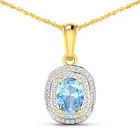 14KT Yellow Gold 0.96ct Aquamarine and Diamond Pen