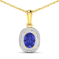 14KT Yellow Gold 1.09ct Tanzanite and Diamond Pend