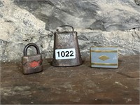 (3) BELL, LOCK, AND POWDER TIN