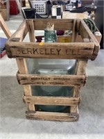 Antique Berkeley springs water bottle and crate