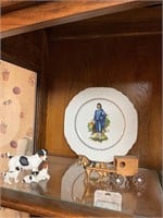 Dog figurine, Amish, wagon, and plate