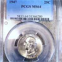 1947 Washington Silver Quarter PCGS - MS64