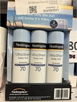 Neutrogena ultra sheer sunscreen 70spf 3 pack
