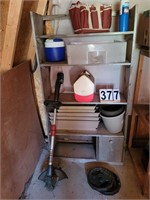 Shelf & Contents( Includes Planters, Coolers, Tool