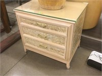 3 Drawer Nightstand with Glass Top - Self Closing