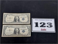 2 - 1957 B One Dollar Bills