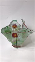 Hand Painted Poppies Fused Glass Vase U16A