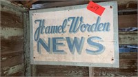 HAMEL WORDEN NEWS SIGN -WOODEN