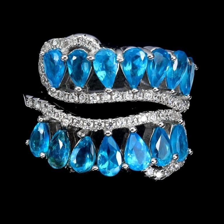 Natural Paraiba Blue Brazil Apatite Ring