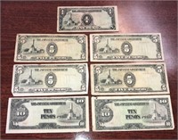 Japanese Government Pesos (1, 5’s, 10’s)