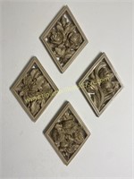 Vintage 4pc wall plaque set