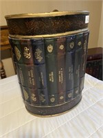 Wooden Faux Book Trash Can