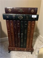 Wooden Faux Book Stack Side Table