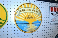 PORCELAIN GOLDEN WEST OIL CO ADV SIGN