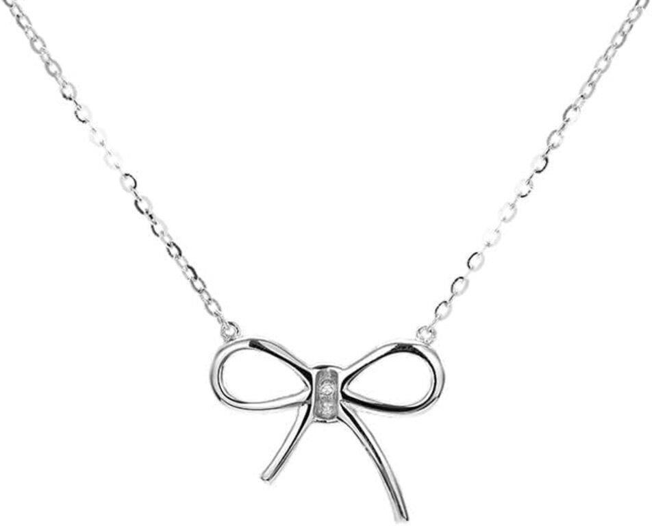Bow necklace collarbone chain 925 silver