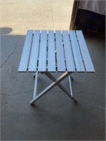Folding metal camp table, 20” x 20” x 24”t
