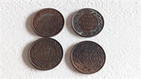 4 1900's Canada Large Cents F