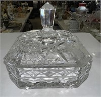 SQUARE GLASS CANDY DISH WITH LID