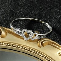Gorgeous bangle bracelet silver hearts faux