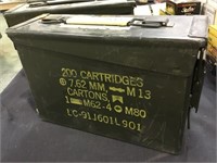 Metal ammo box w/ 45 cal ammo