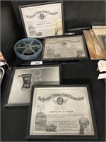 Vintage Video Reel, 4 Award Certificates.