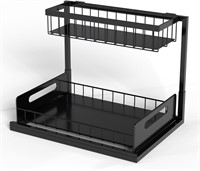 Under Sink Organizer - 2 Tier Drawer - Black