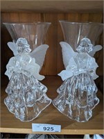 PAIR OF 10IN ANGEL CANDLE HOLDERS