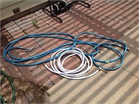 Blue and white hoses