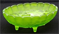 Indiana Glass Satin Lime Green Mist Footed Bowl