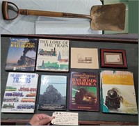 9pc lot Railroad railway Rare books ticket shovel