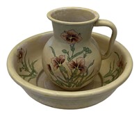 Floral Ceramic Pitcher & Basin