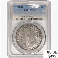 1921-D Morgan Silver Dollar PCGS MS63