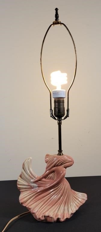 MCM Pink Figural Girl Table Lamp