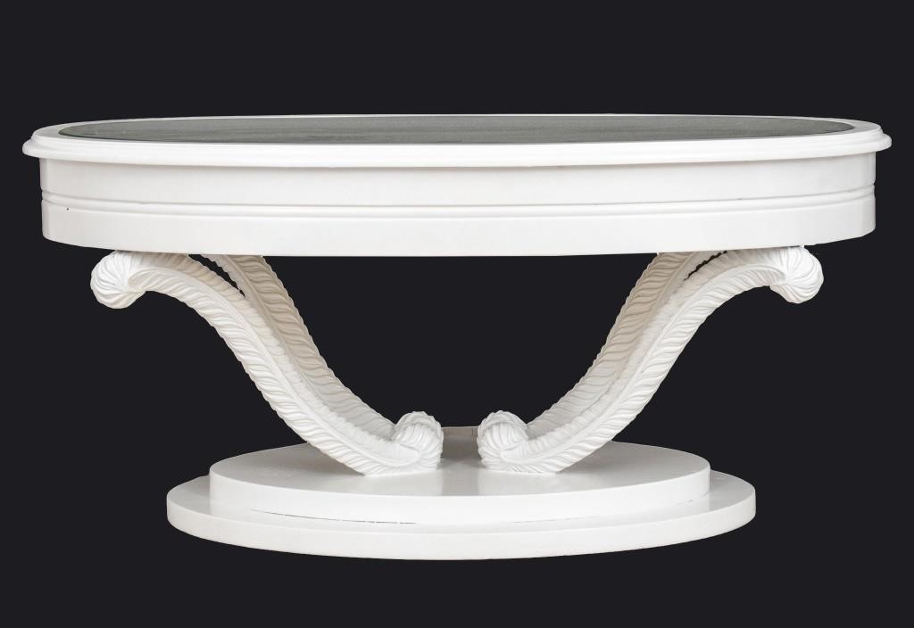 Serge Roche Style Hollywood Regency Oval Low Table