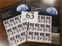 25TH ANNIVERSARY MOON LANDING STAMPS 2 MINT