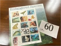 ENDANGERED SPECIES STAMPS 1 MINT SHEET