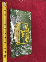 John Deere  green and yellow Metal License Plate