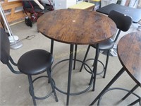 Wood Top Cafe Table w/ 2 Stools