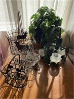 Decorative Metal Baskets & Candle Holder