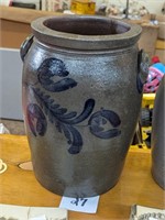 Black 3 Gallon Decorated Crock - Repaired