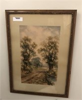 J.W. Gray Watercolor Painting of Country Road