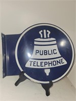 Vintage Public Telephone 11" Flange Sign