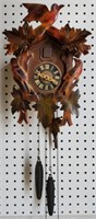 Cuckoo Clock with Carved Maple Leaves & Birds
